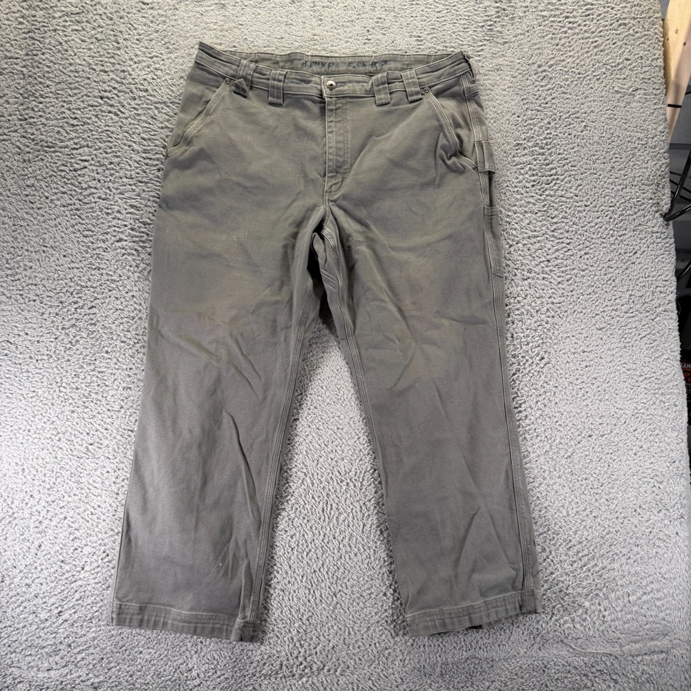 Duluth Burly Flex Fire Hose Pant Men 40x30 Gray Cotton Carpenter Straight Baggy